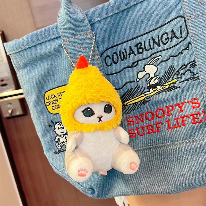 Kawaii Tempura Shark Cat Keychain Plush Charm