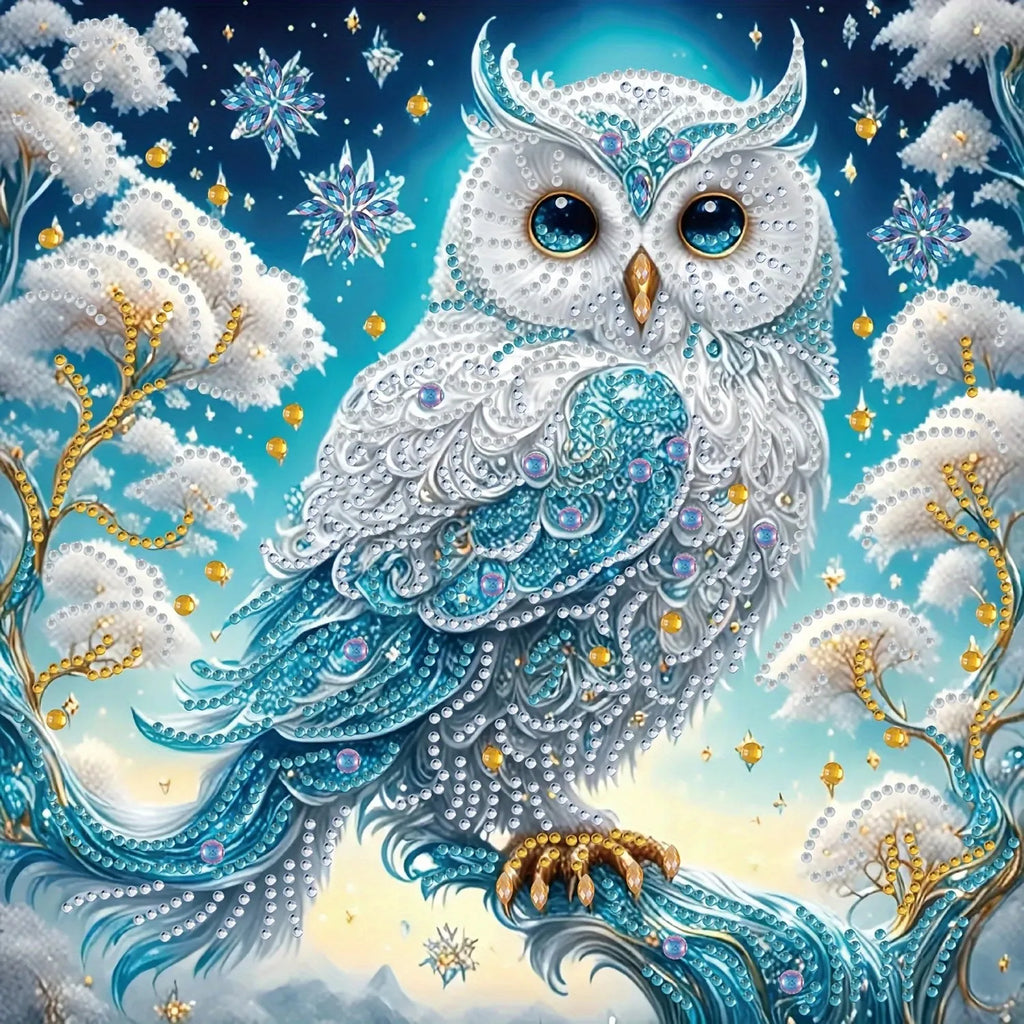 Charming DIY 5D Owl Diamond Painting Set Tree Branches Unique Shaped Crystals