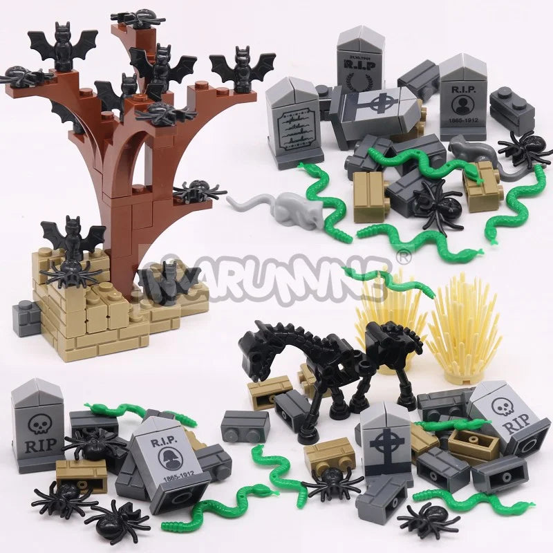 Halloween Building Blocks Set 99-265pcs Graveyard Grave Tombstone Construction