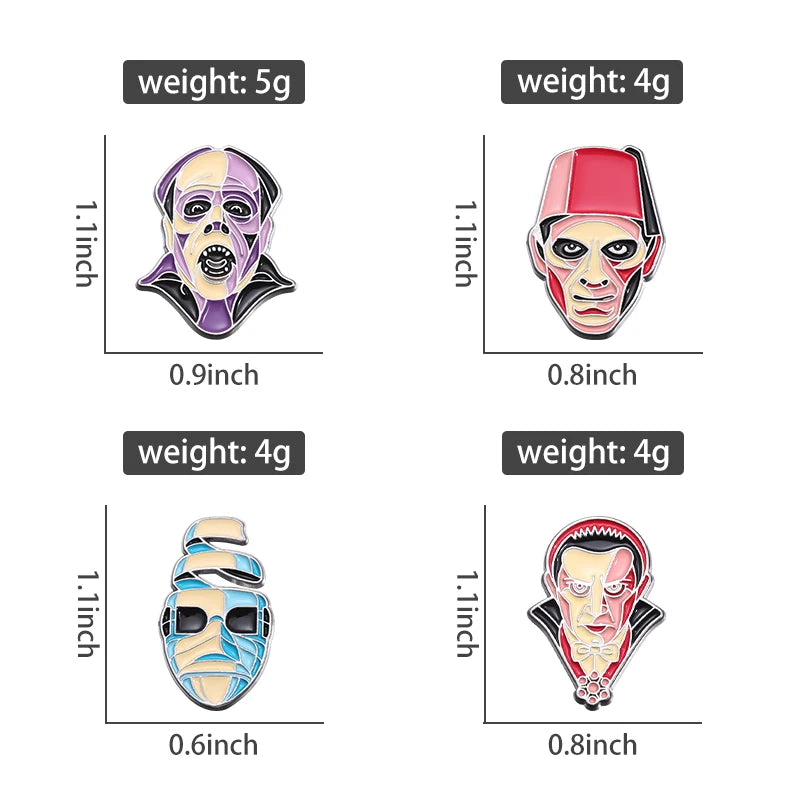 Films Monsters Theme Enamel Pins Collector Set