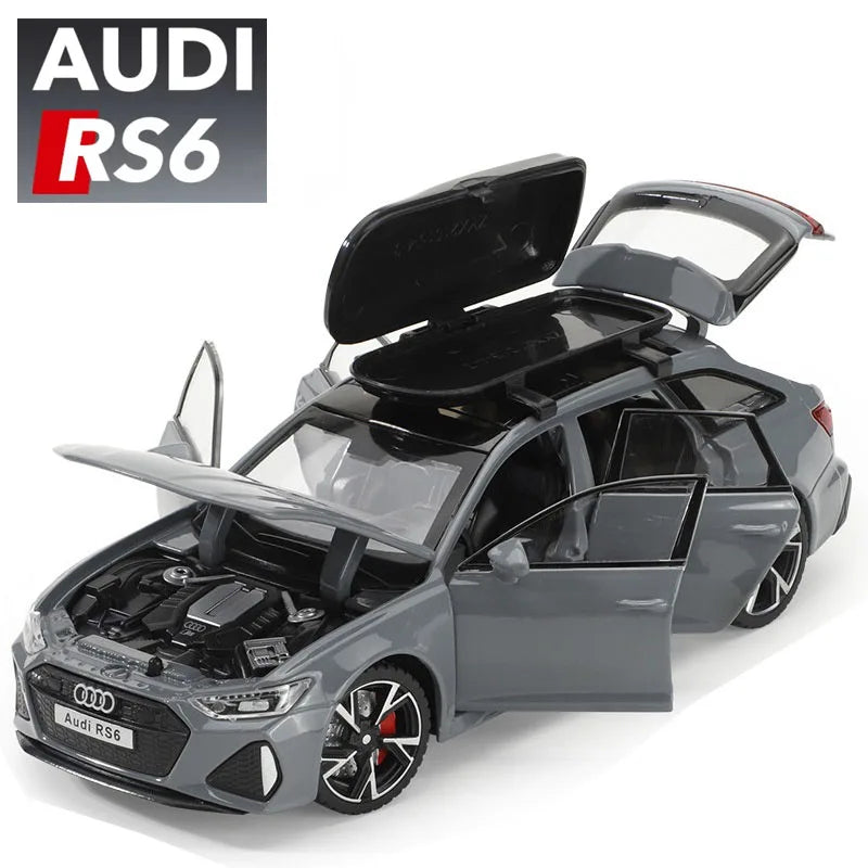 1 32 Audi RS6 Toy Car Model Sound Light Doors Opened Alloy Diecast