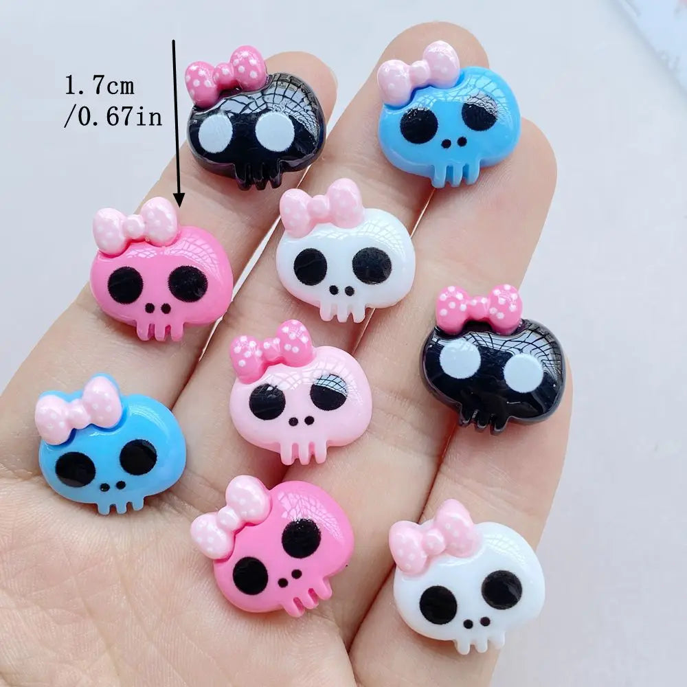 10Pcs New Cute Resin Cartoon Halloween Skull Series Flat Back Scrapbooking DIY Jewelry Craft Decoration Accessories