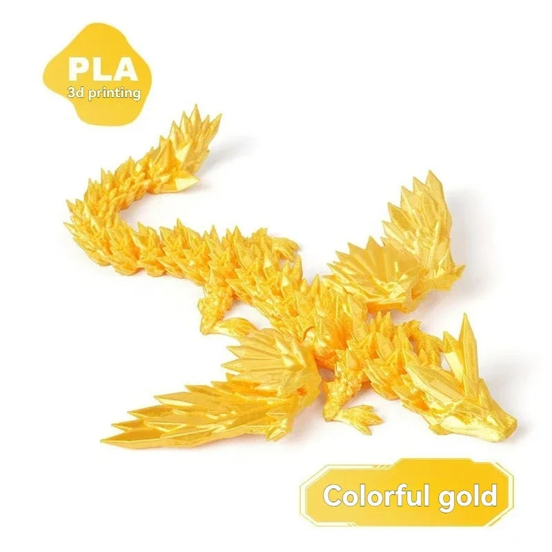3D Printed Dragon Colorful Gem Dragon Figurines Movable Joint Rotatable