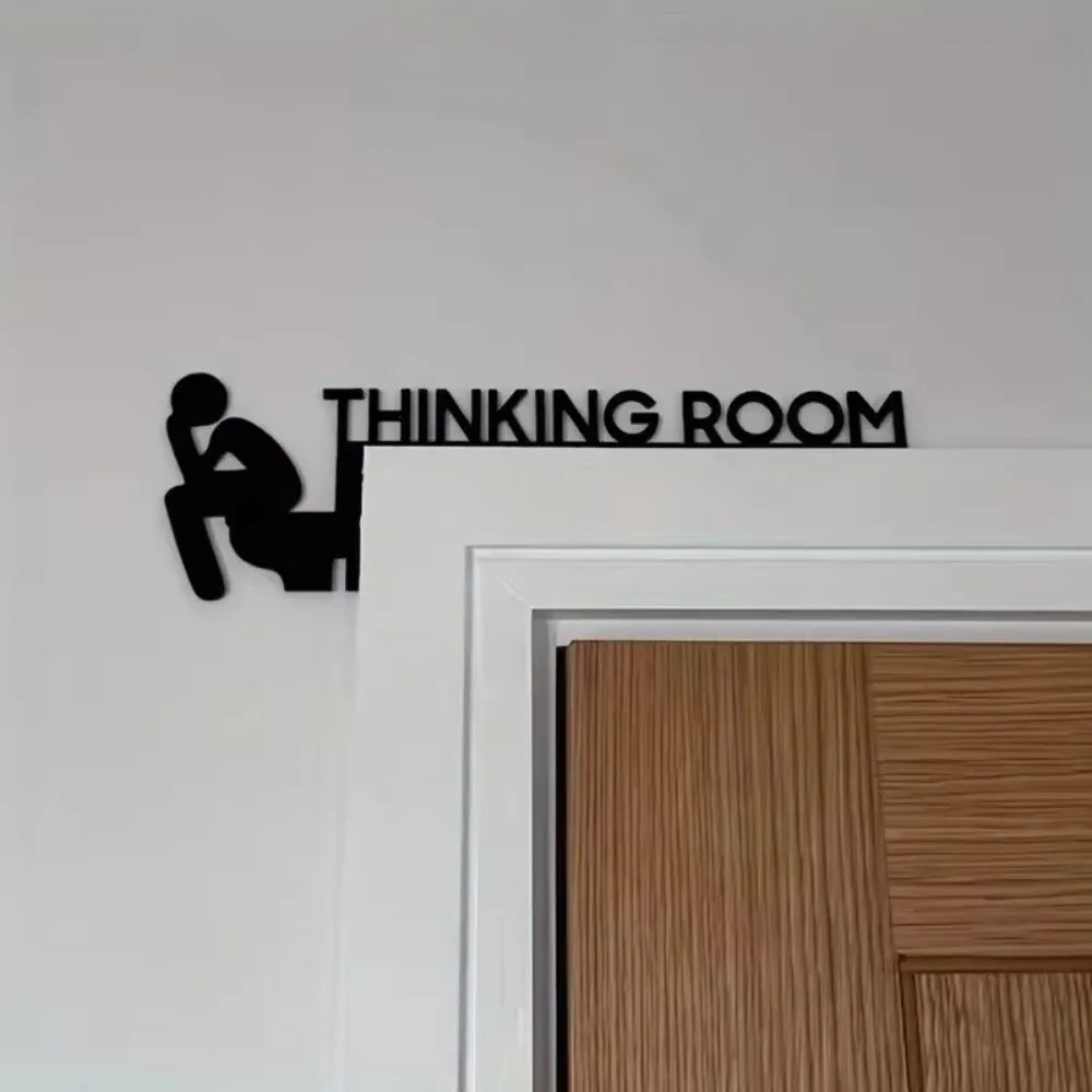 1pc Modern Metal Toilet Door Sign Stylish Thinking Room Wall Sculpture