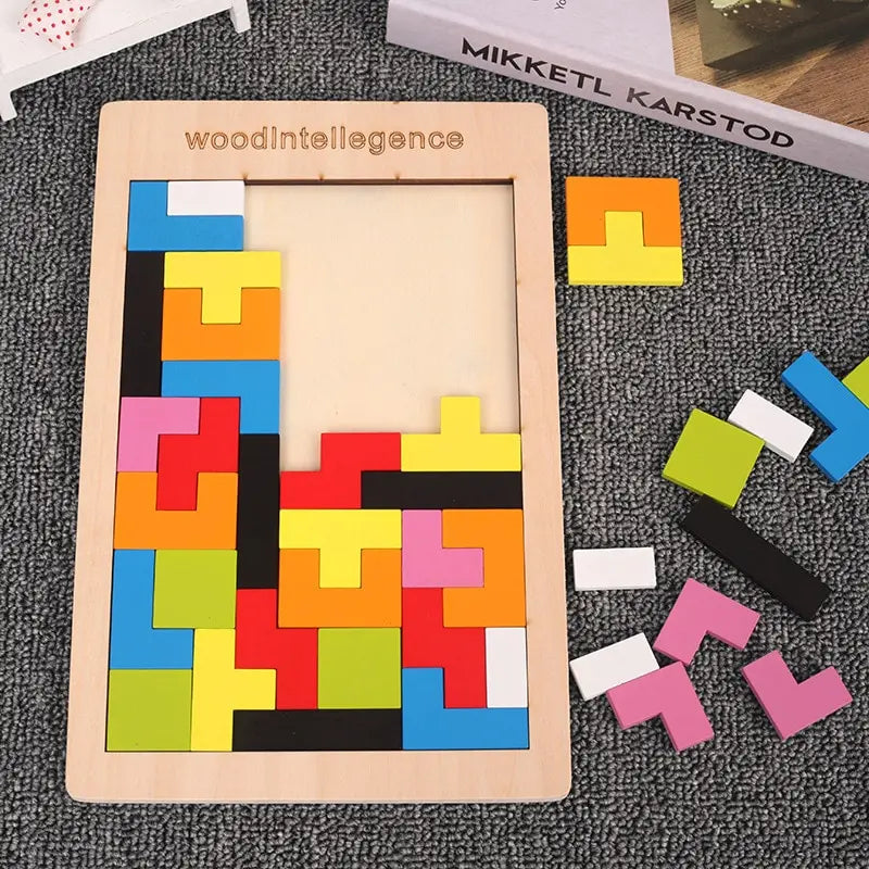 Wooden Blocks Puzzle Brain Teaser Tangram Jigsaw