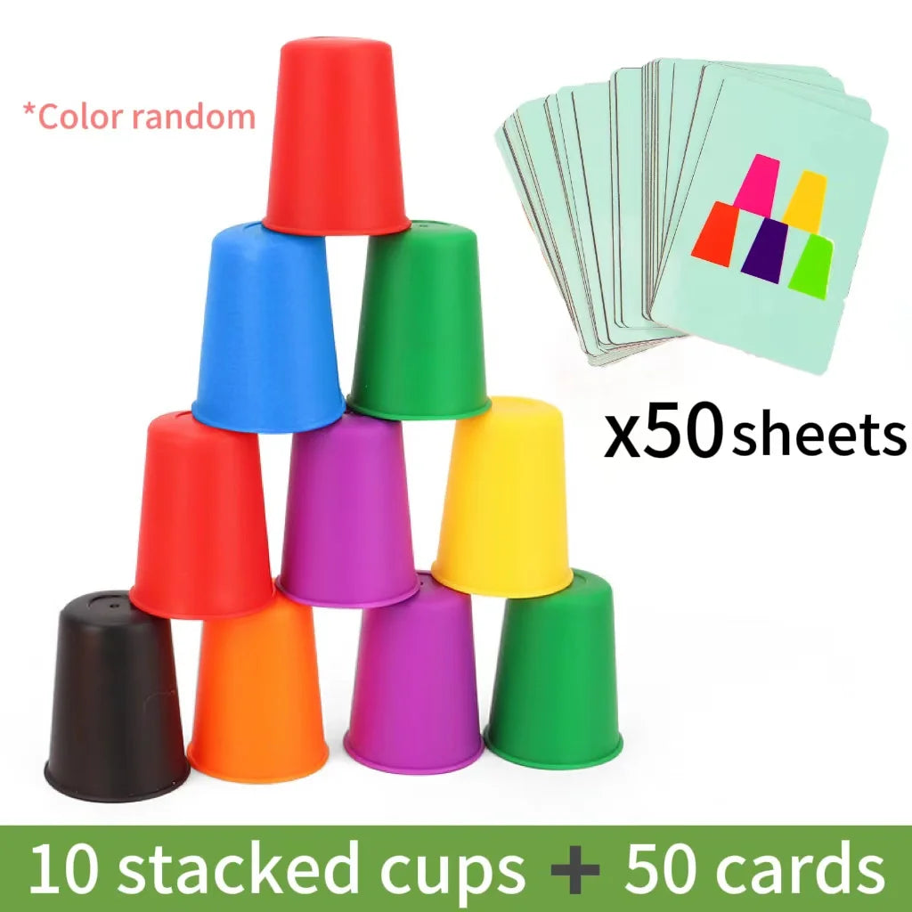 Montessori Toys Mini Stack Cup Game Card Educational Intellectual Enlightenment