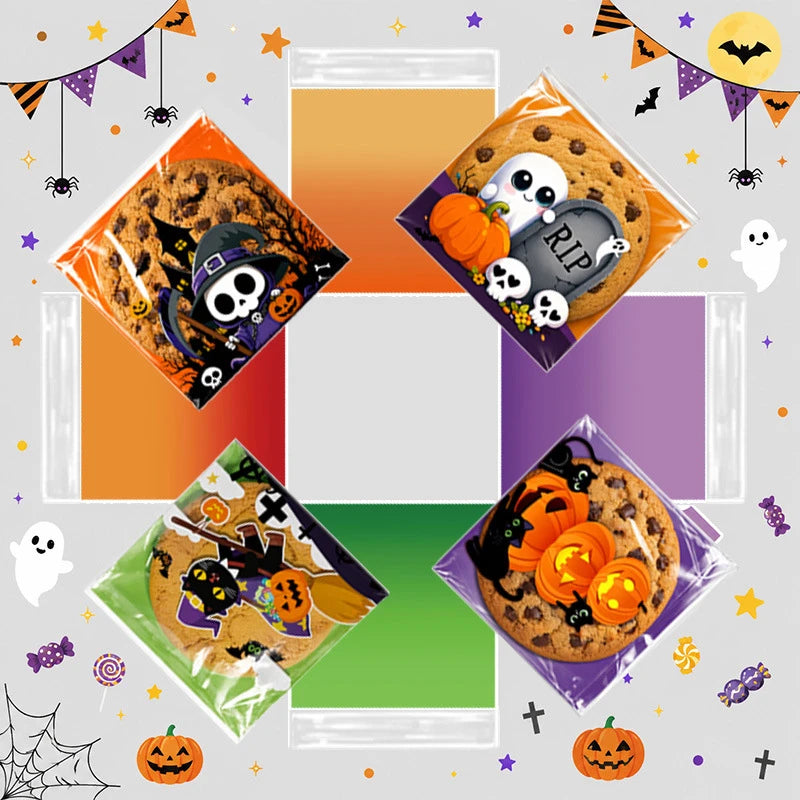 50 100 500Pcs Halloween Candy Bags Pumpkin Ghost Gift Cookie Self-Sealing