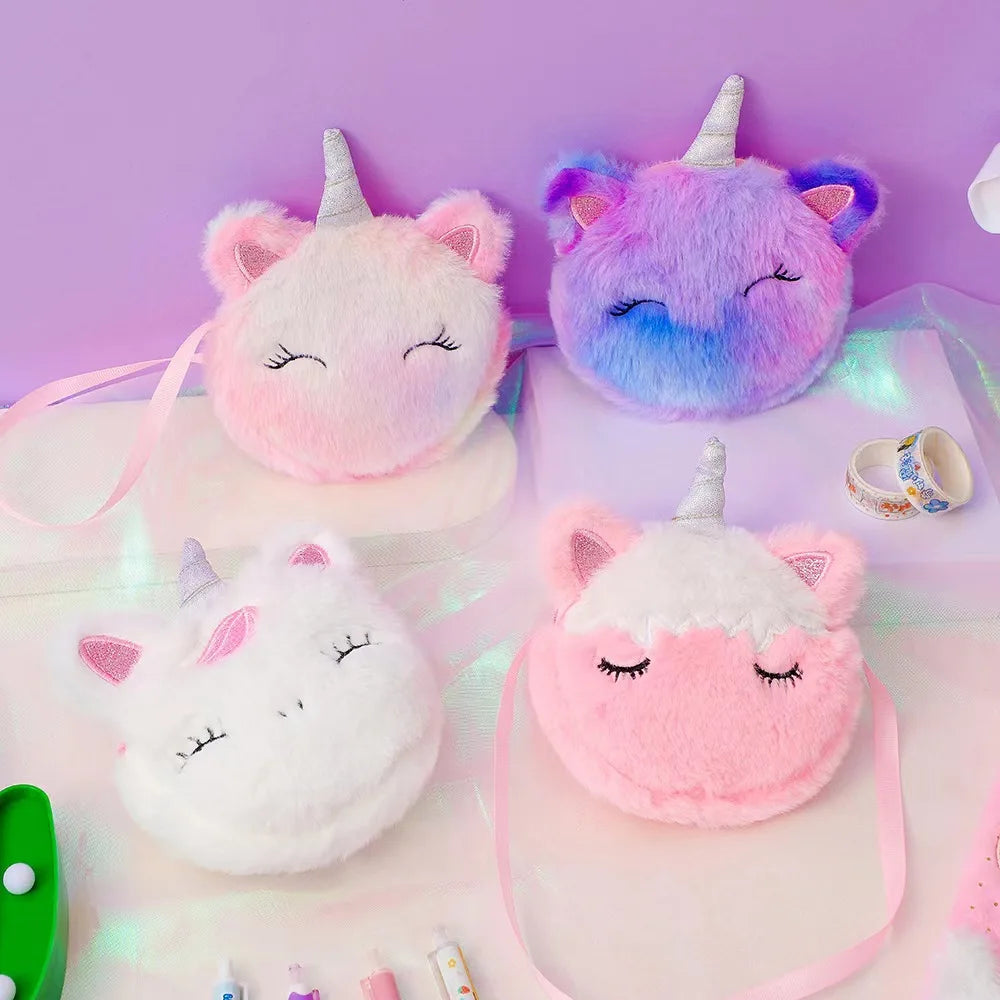 Kids Fashion Plush Bag Cute Unicorn Wallet