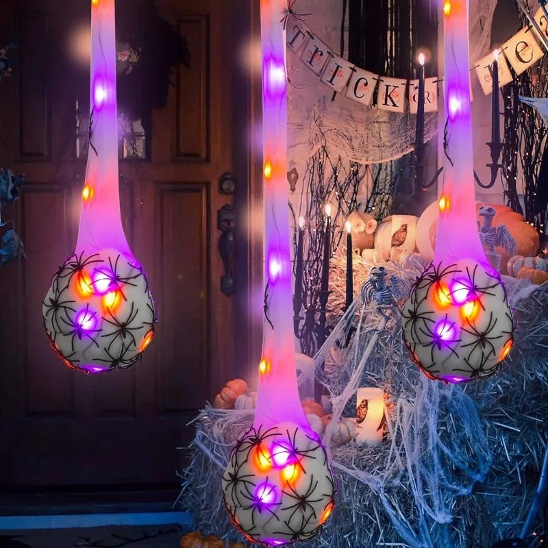 Halloween Glowing Spider Egg Hanging Light Web Prop