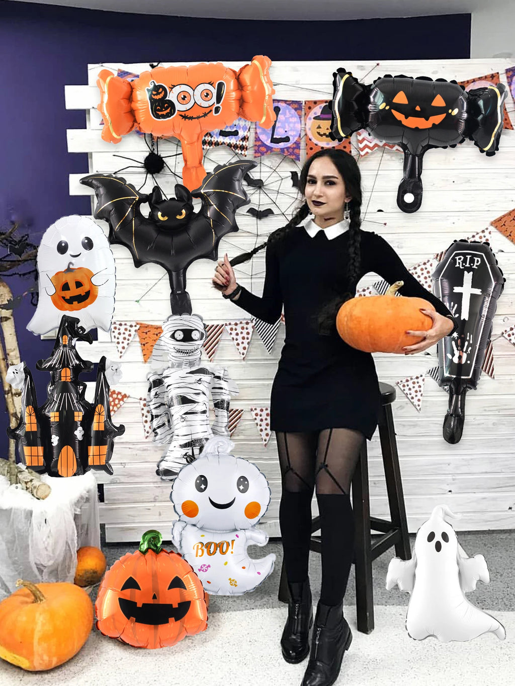 10pcs Mini Halloween foil balloon set Halloween Haunted Houses Pumpkin
