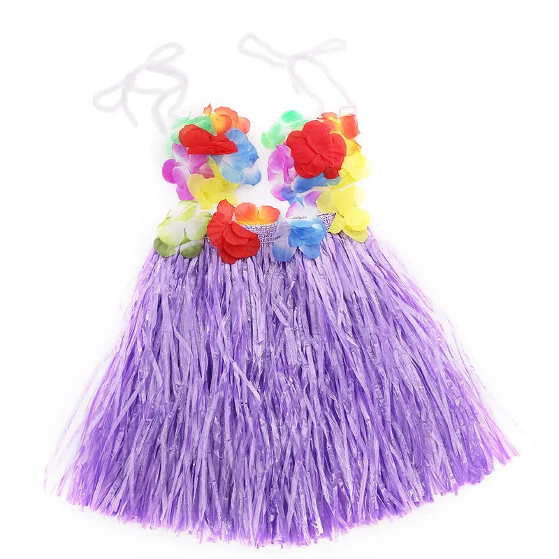 Plastic Fibers Girl Hawaiian Hula Skirt Hula Grass Costume Garland Flower