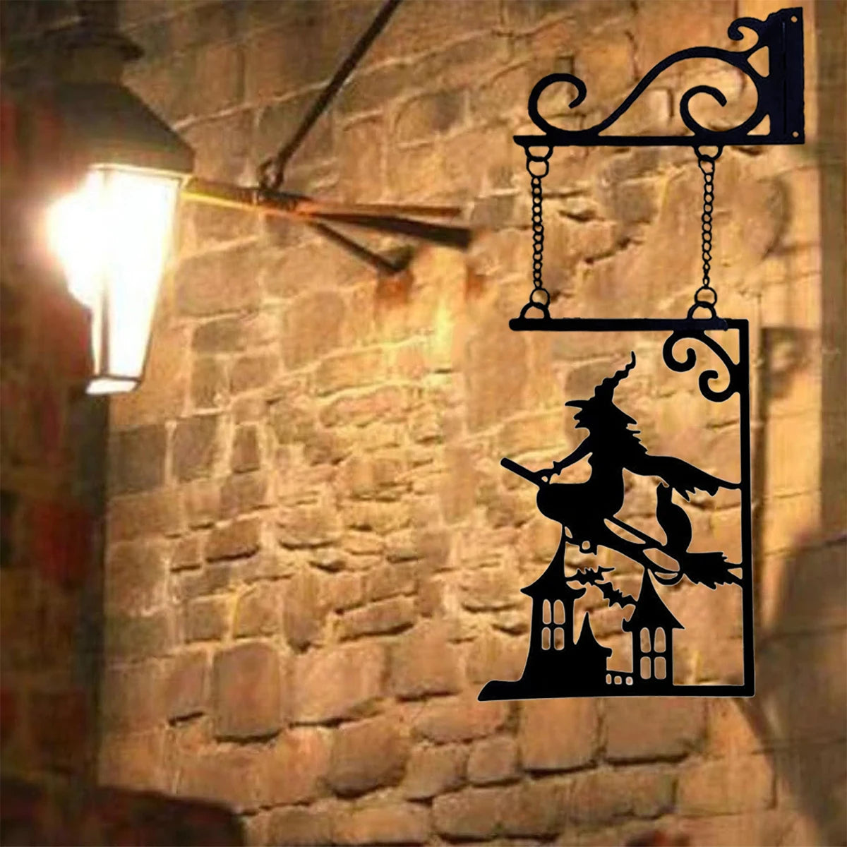 Halloween Silhouette Metal Sign Witch Yard Sign