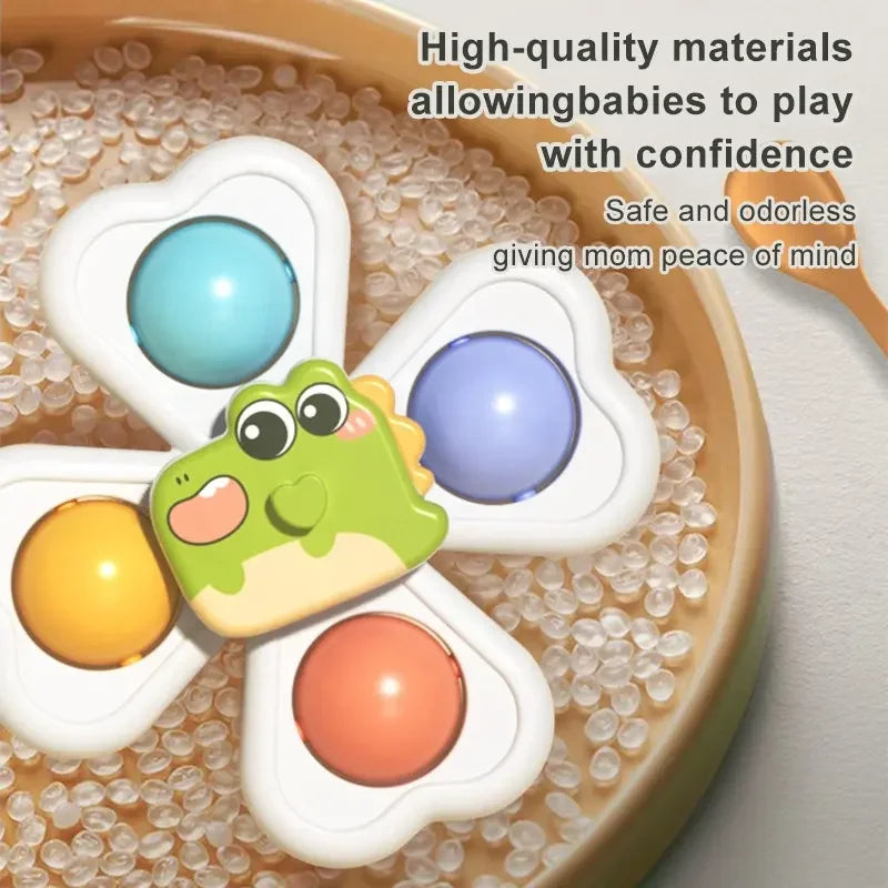 3 in 1 Suction Cups Spinning Top Toy Baby Game Infant Teether Relief Stress