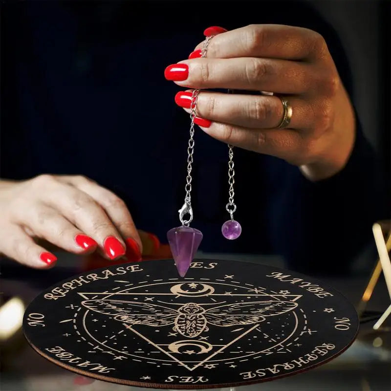 Wooden Pendulum Board Moon Star Divination Energy Healing Meditation Ouija