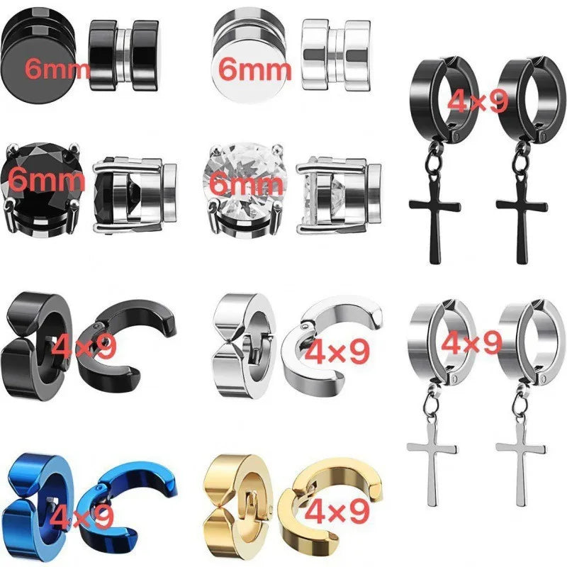 2pcs Punk Mens Strong Magnet Magnetic Ear Stud