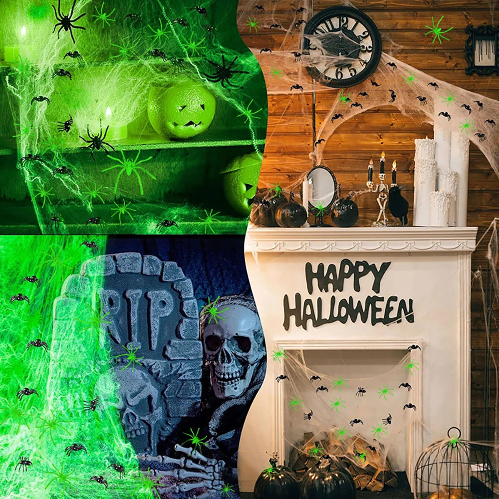 Halloween Fluorescent Spider Webs Glow Dark Spider Webs Halloween Cobweb Outdoor