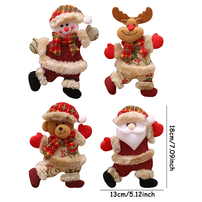 4pcs Merry Christmas Ornaments DIY Xmas Gift Santa Claus Snowman Tree Pendant