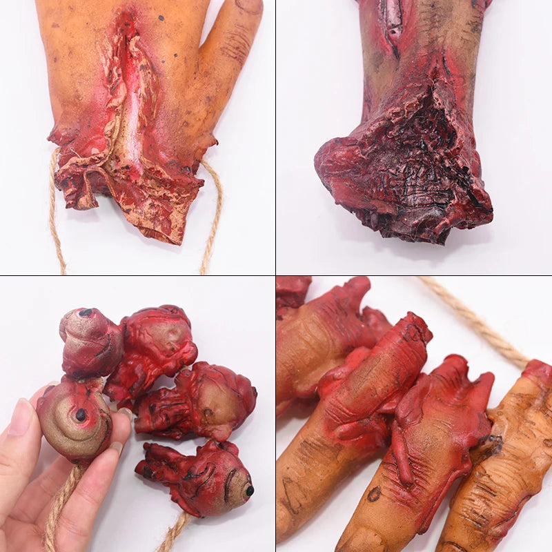 Halloween Horror Hanging Pendant Fake Dead Mouse Bat Broken Hand Feet