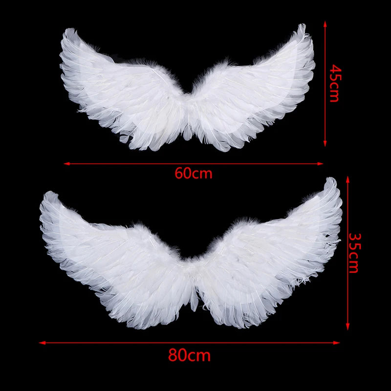 Kids Adult Party Swallow White Angel Feather Wings Halo Magic Wands Cosplay