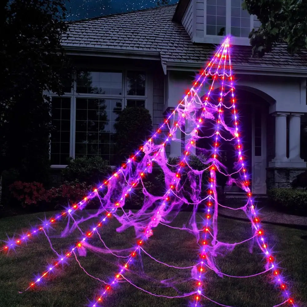Practical 8 Modes Halloween Spider Web Lights LED