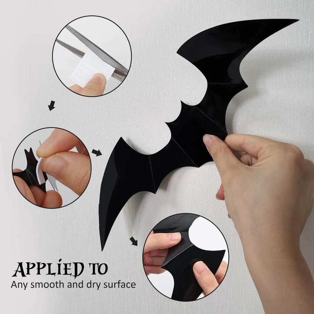 12pcs Halloween Decoration 3d Bat Wall Stickers Furniture Windows Yard Outdoor