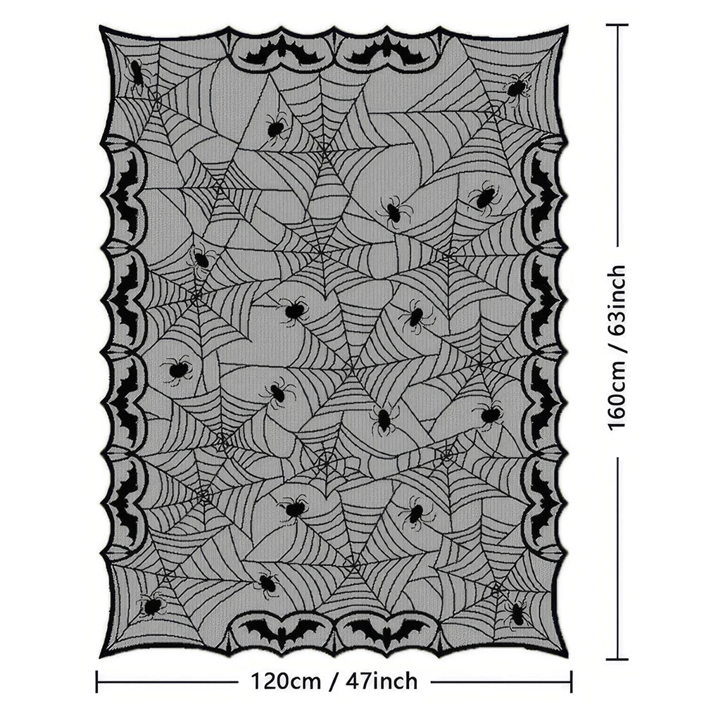 Halloween Lace Table Runner Black Spider Web Tablecloth