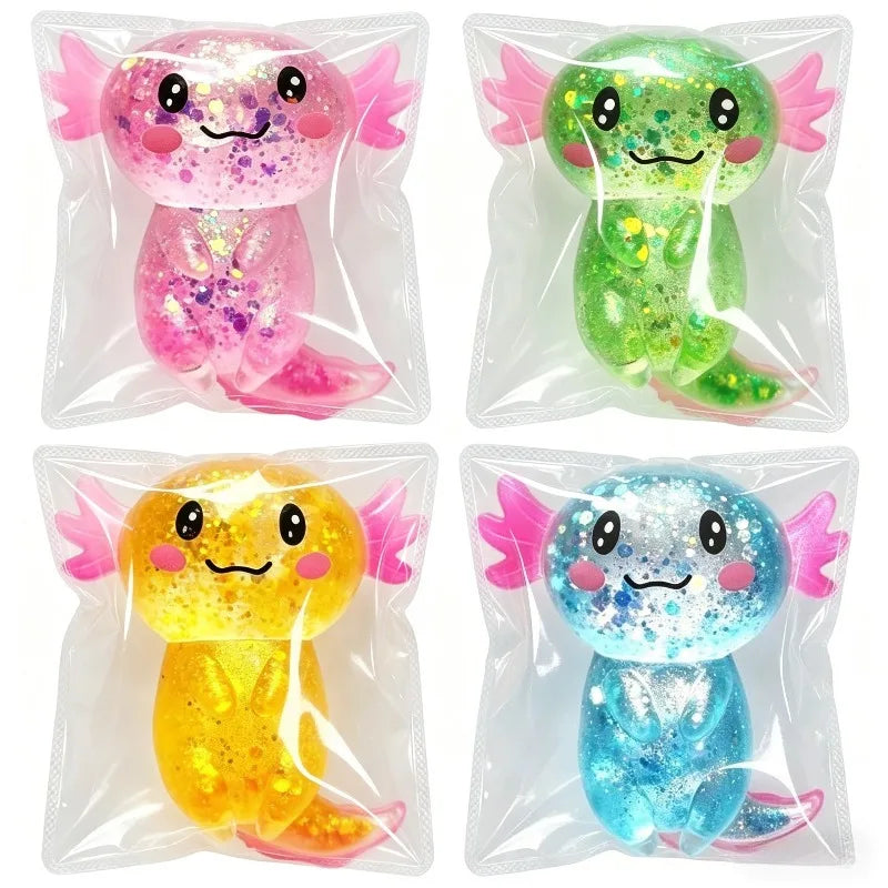 Glitter Axolotl Squishy Soft TPR Stress Toy