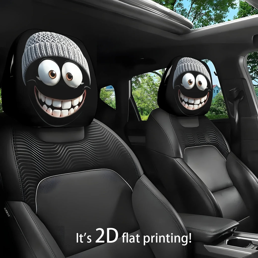 2pc Cartoon Character Knitted Car Headrest Covers