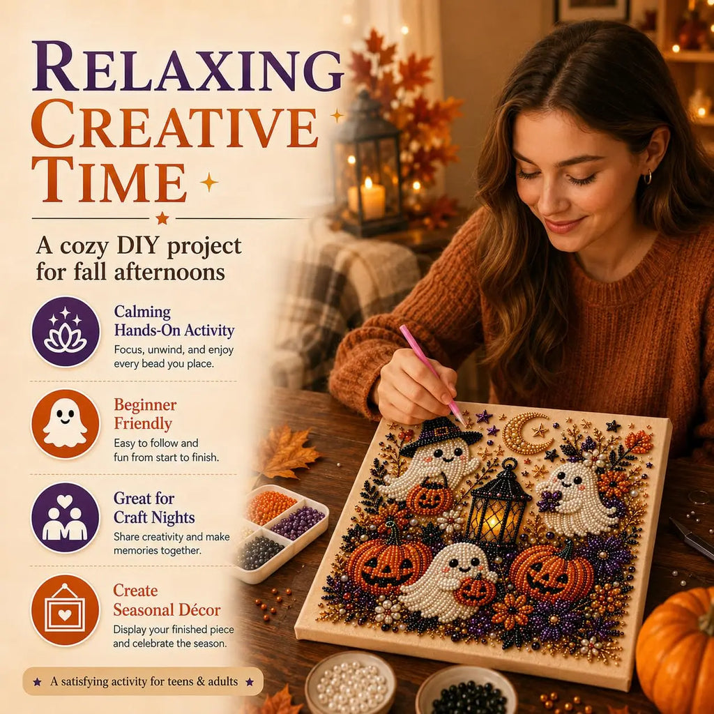 Halloween Ghost Pumpkin 3D Pearl Art DIY Kit