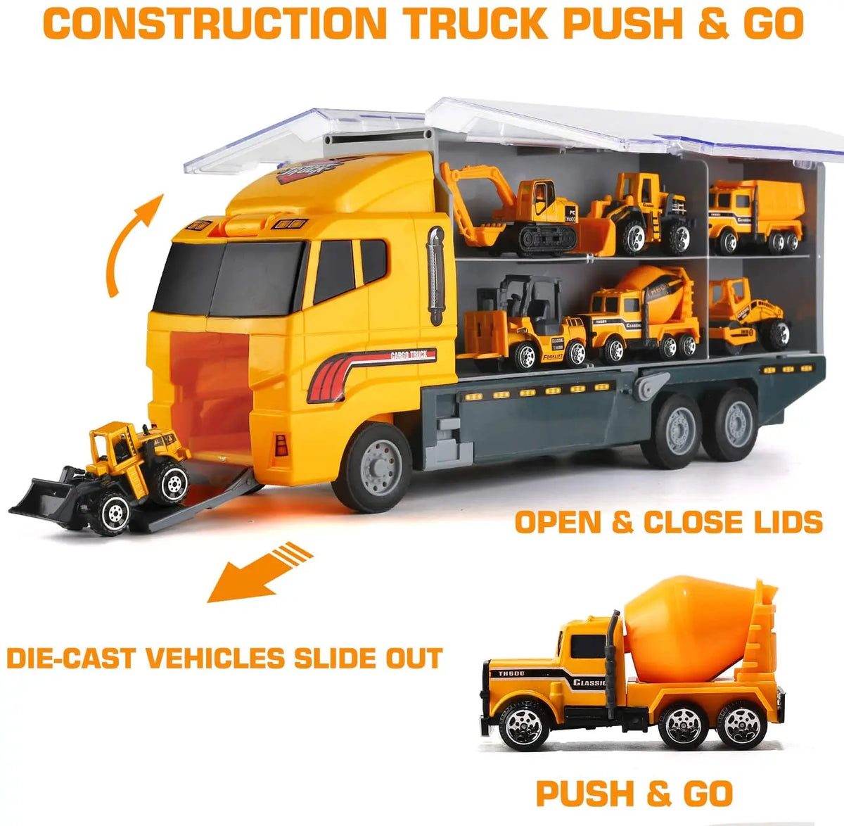 10 In 1 Construction Toys Truck Storage Die-cast Vehicle Transporter Car