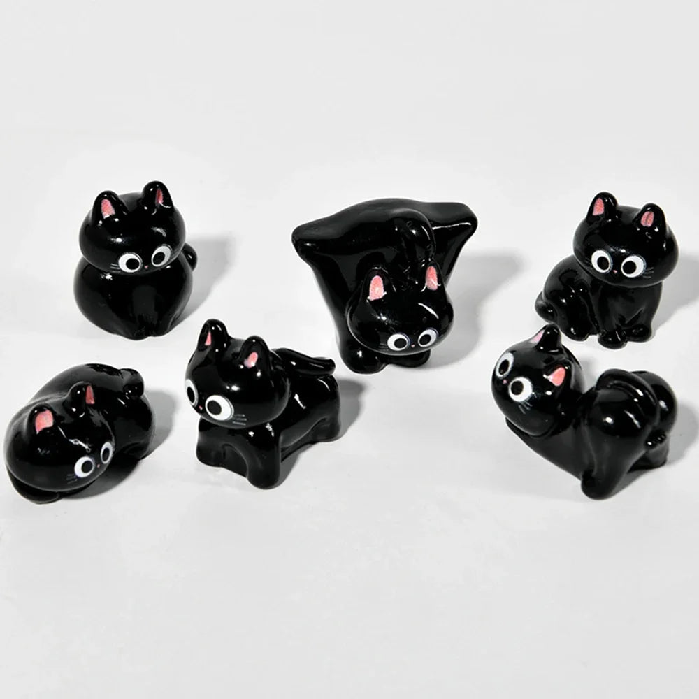Estatueta de gatos de resina de desenho animado mini gatinho ornamentos