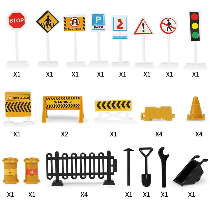 10 In 1 Construction Toys Truck Storage Die-cast Vehicle Transporter Car
