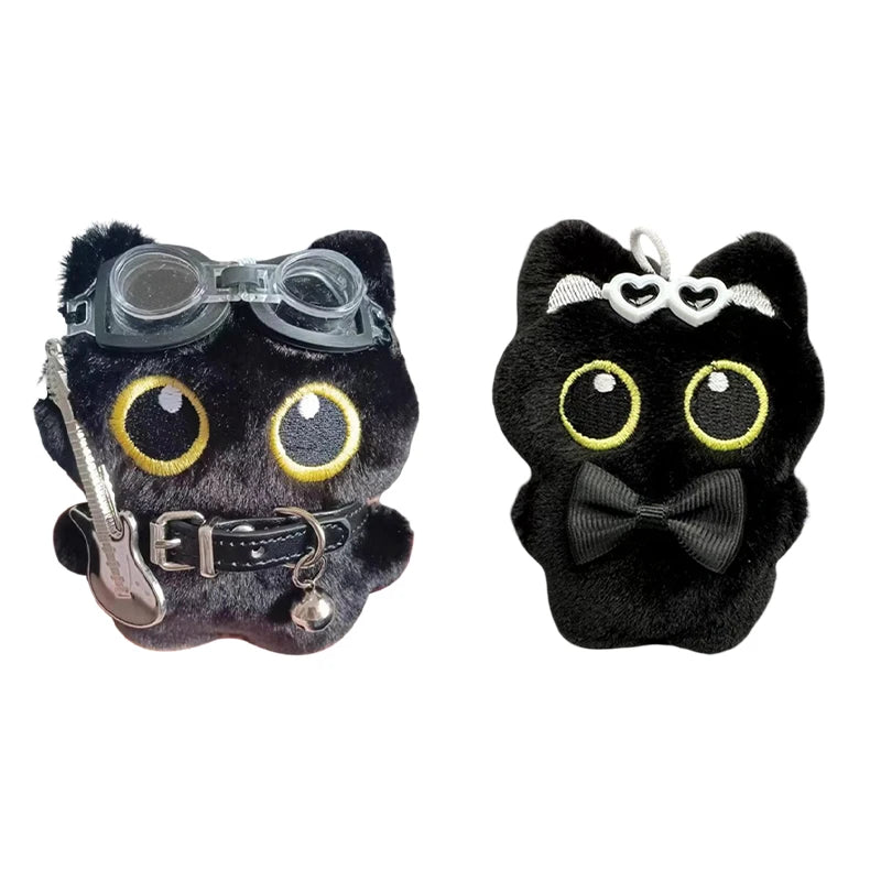 Cute Black Cat Plush Doll Backpack Keychain Pendant