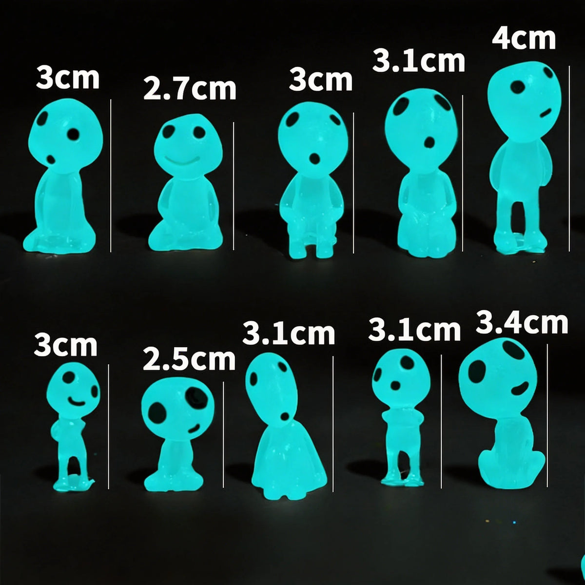10Pcs Luminous Elf Glow Dark Resin Ornament Miniature Micro Landscape Garden
