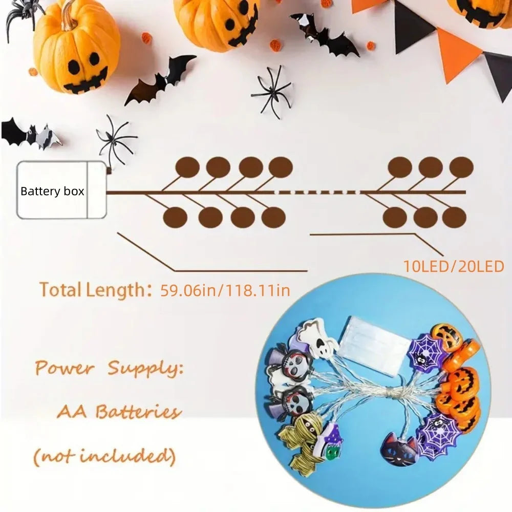 1PC 1.5M10LED 3M20LED Halloween Battery Box 8-Element Light String