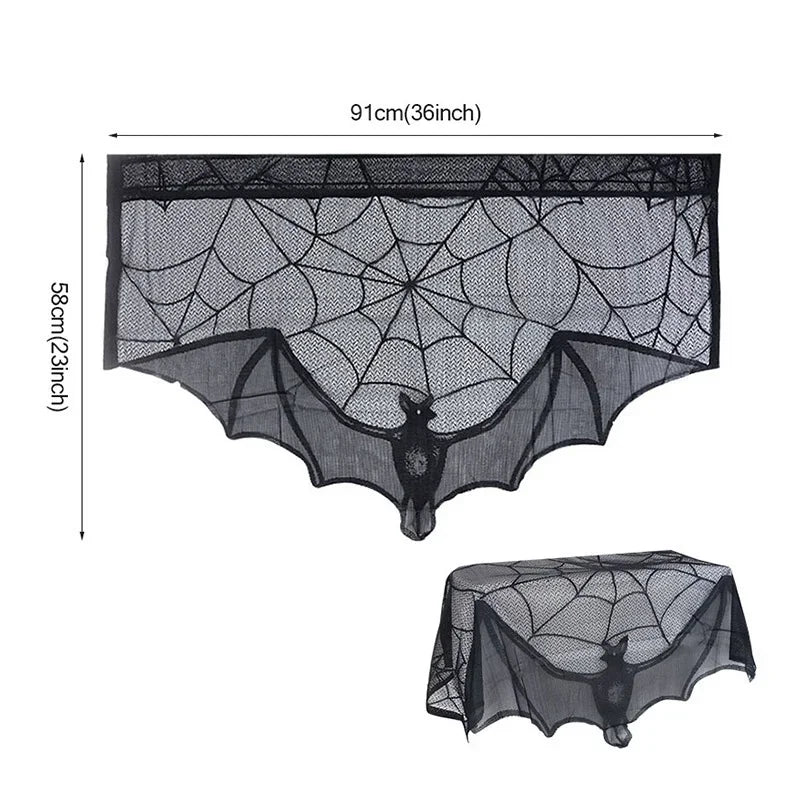 Halloween Decoration Bats Tablecloth Black Lace