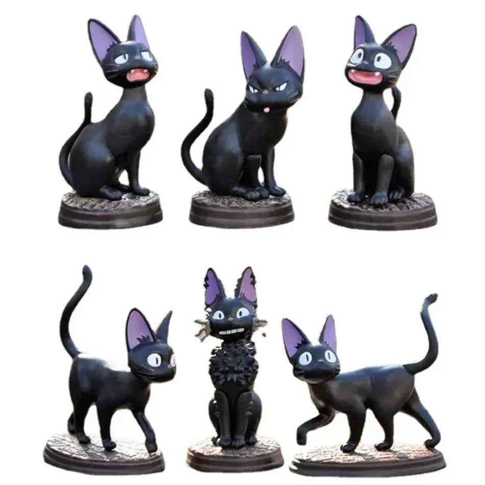 6Pcs Cartoon Black Cat Jiji Gigi Figure Set Anime Collectible