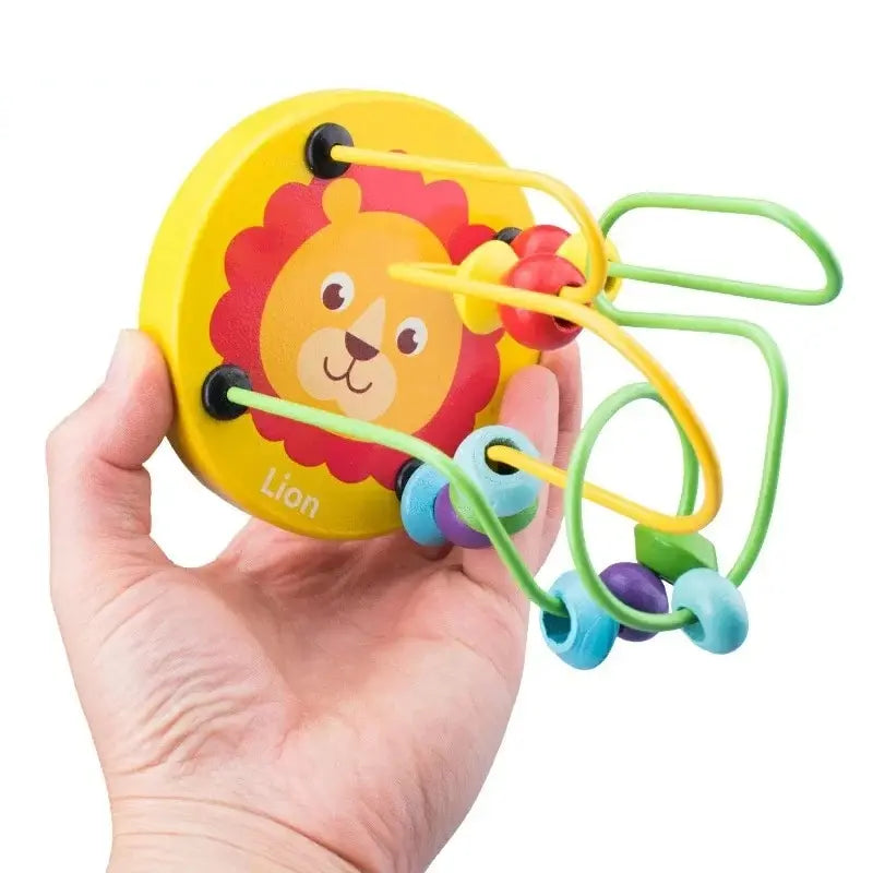 Colorful Wooden Roller Coaster Educational Circle Toy Preschool Learning Bead