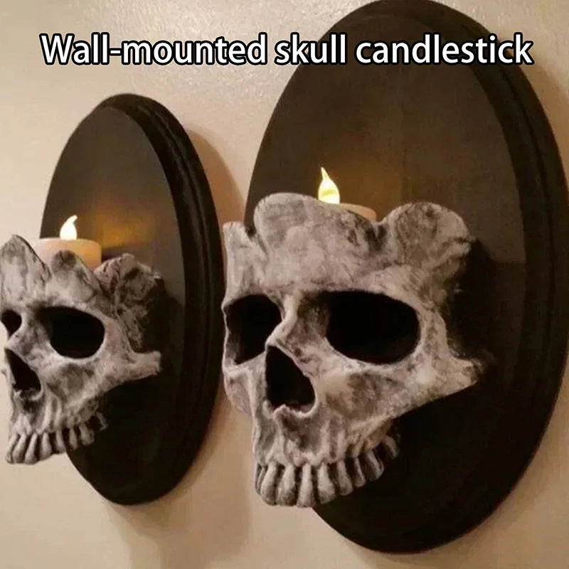 1 Pcs Home Resin Craft Skeleton Candlestick Pendant Gothic Style Wall Decor