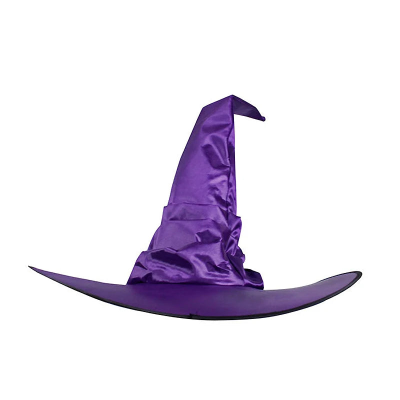 Halloween Witch Hat Black Folds Wizard Hats Women Men Masquerade Party Cosplay