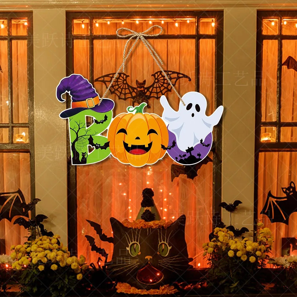 Halloween Hanging Sign Festive Pumpkin Bat Skull Designs Home Door Wall Yard