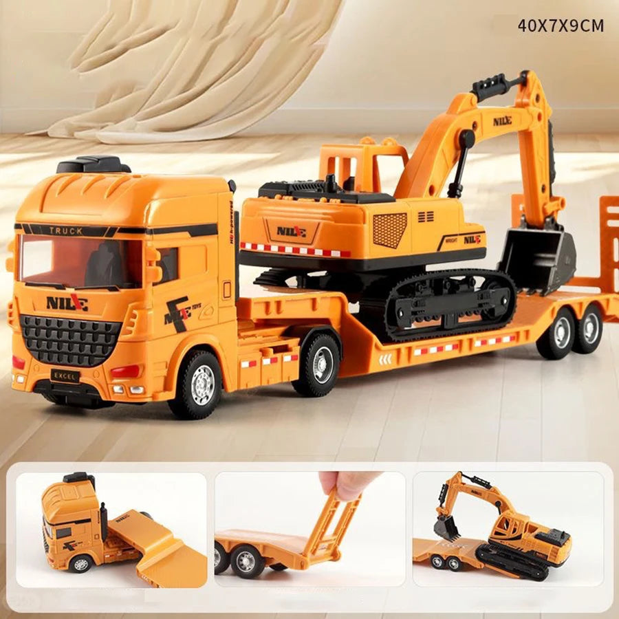1pcs Scale-Carrier Container Engineering Set Vehicle Excavator Transport Truck