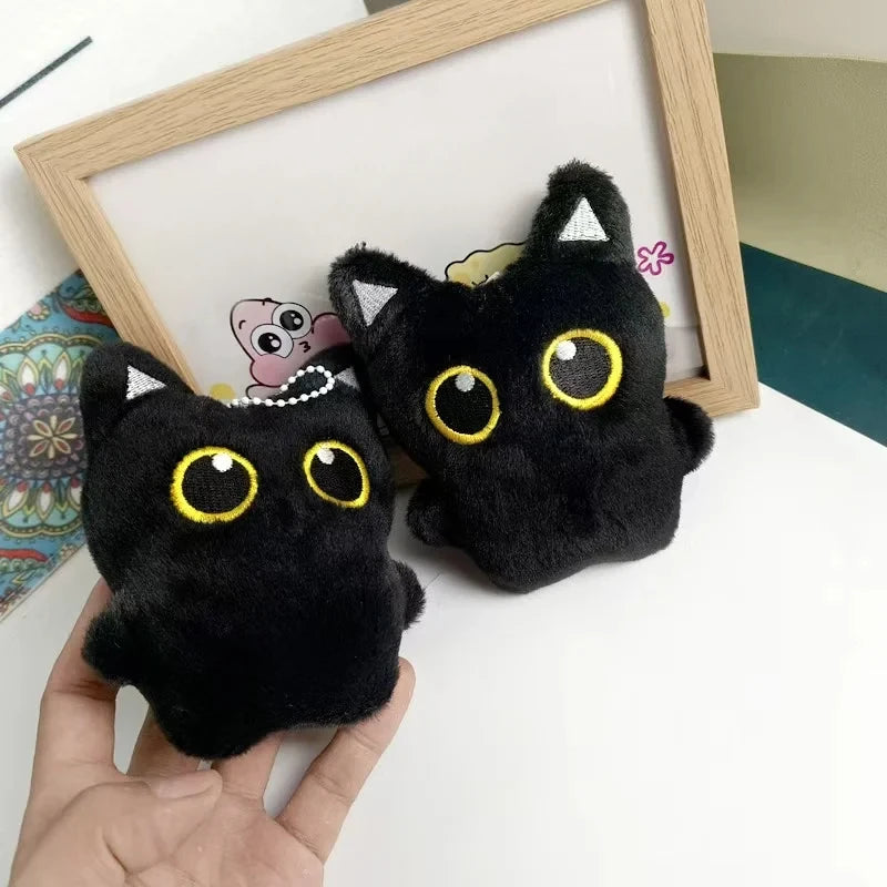 Cute Black Cat Plush Keychain Adorable Pendant