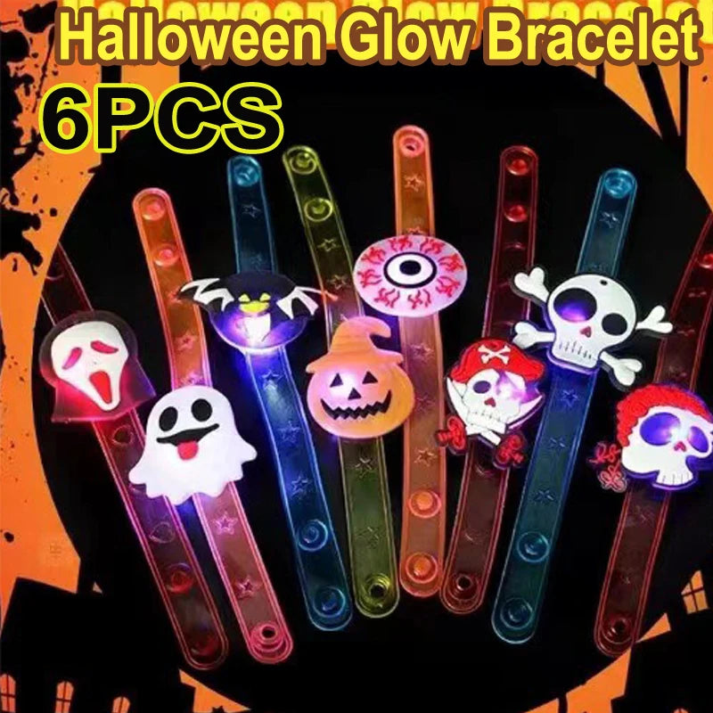 10/20PCS Cute Halloween Glowing Rings Bracelet Gift