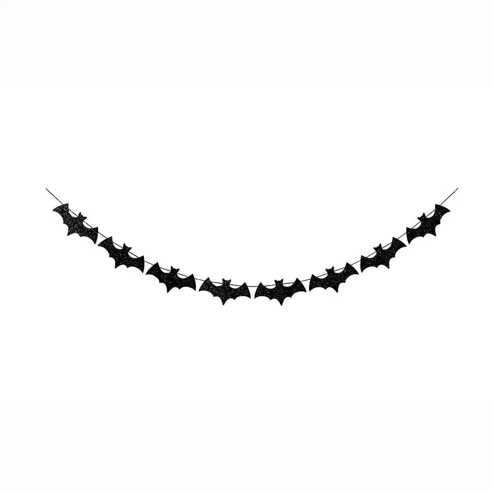Runtowo 1set Paper Bat Banner Halloween Hanging Garland Flag Party Decor