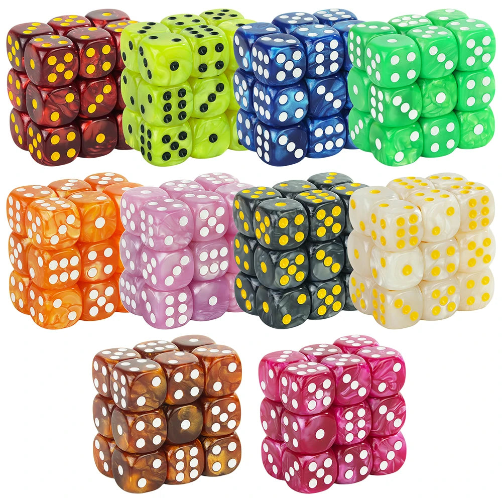16MM Round Corner Game Dice Set 6-Sided Marble Acrylic Dices Tabletop Game