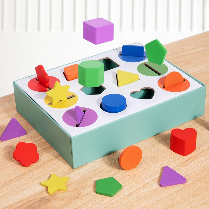 3D Shapes Geometric Solids Wooden Color Toy Sorting Toy Developmental Training