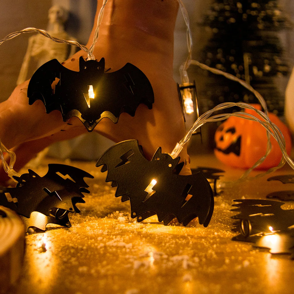 1.5m 10LED Horror Black Crow Bat LED Lights Halloween Party String Fairy Lights