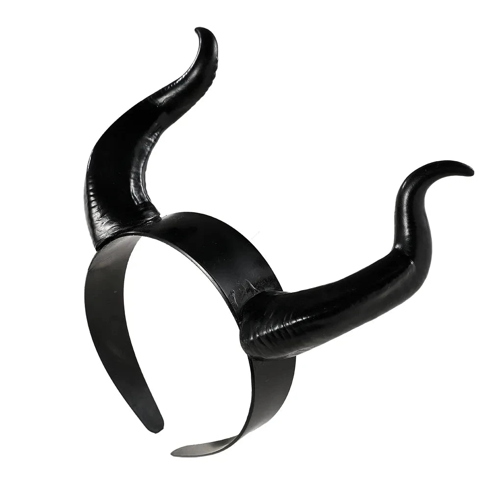 Women Black Queen Witch Demon Horns Headpiece Cosplay Animal Antelope Devil
