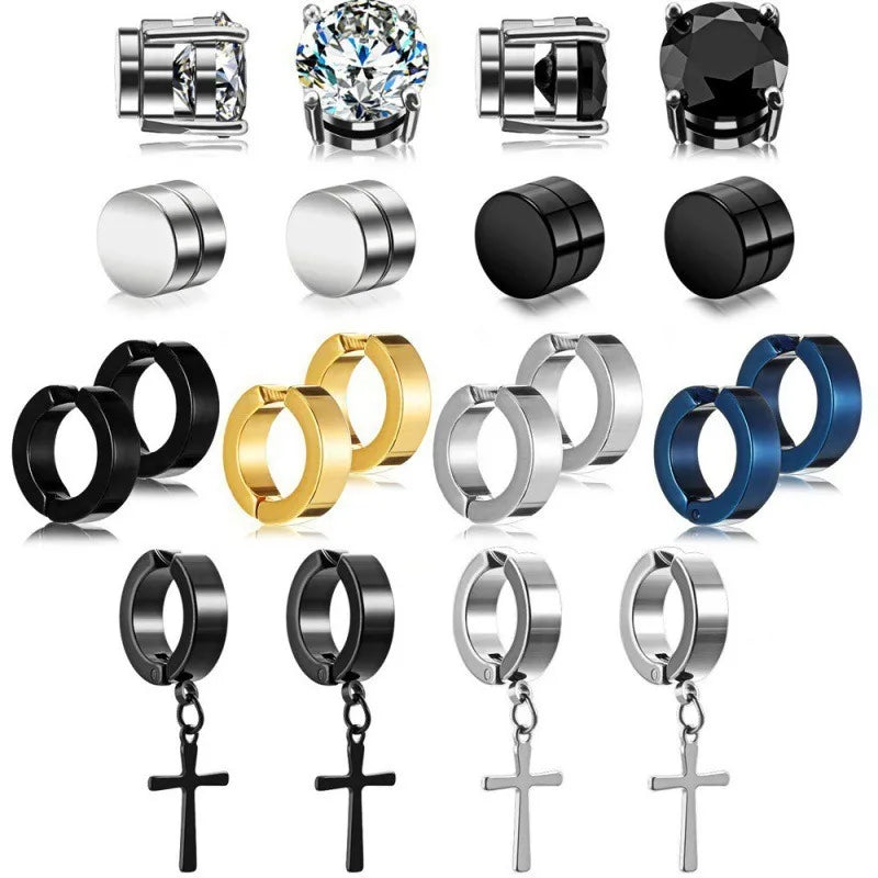 2pcs Punk Mens Strong Magnet Magnetic Ear Stud